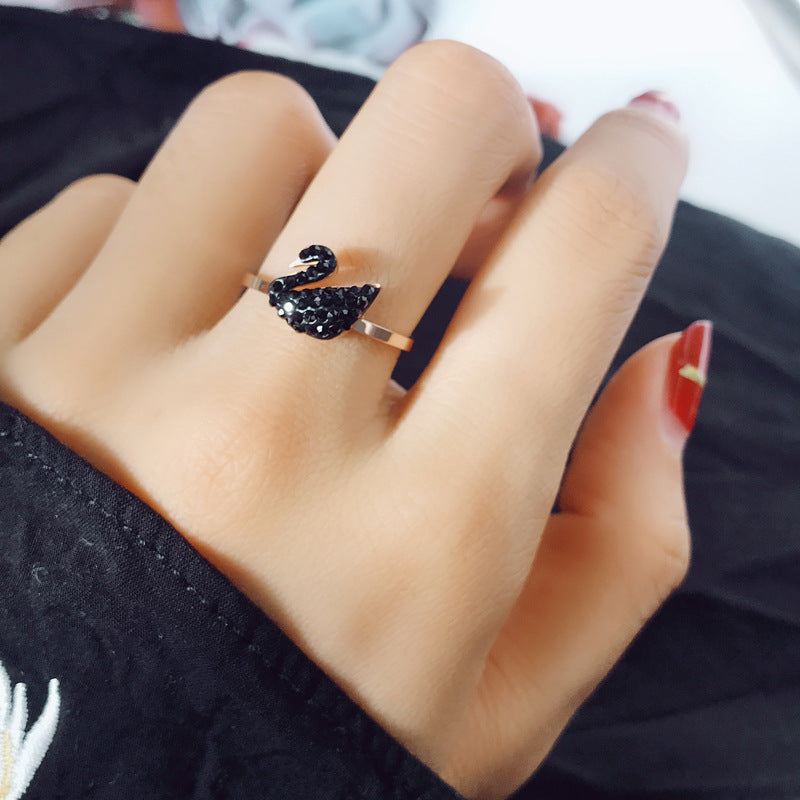Japan And South Korea Simple Titanium Steel Ring Female Tide Matte Smooth Plain Ring Ins Does Not Fade Lucky Cat Index Finger Couple Ring