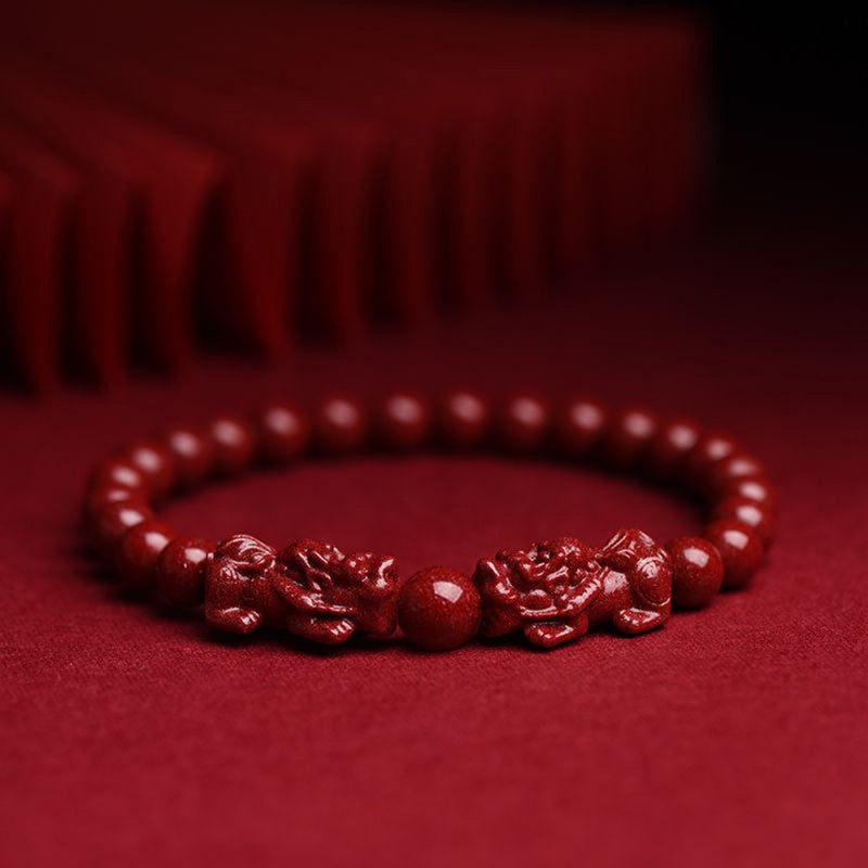 Cinnabar Double Pixiu Bracelet